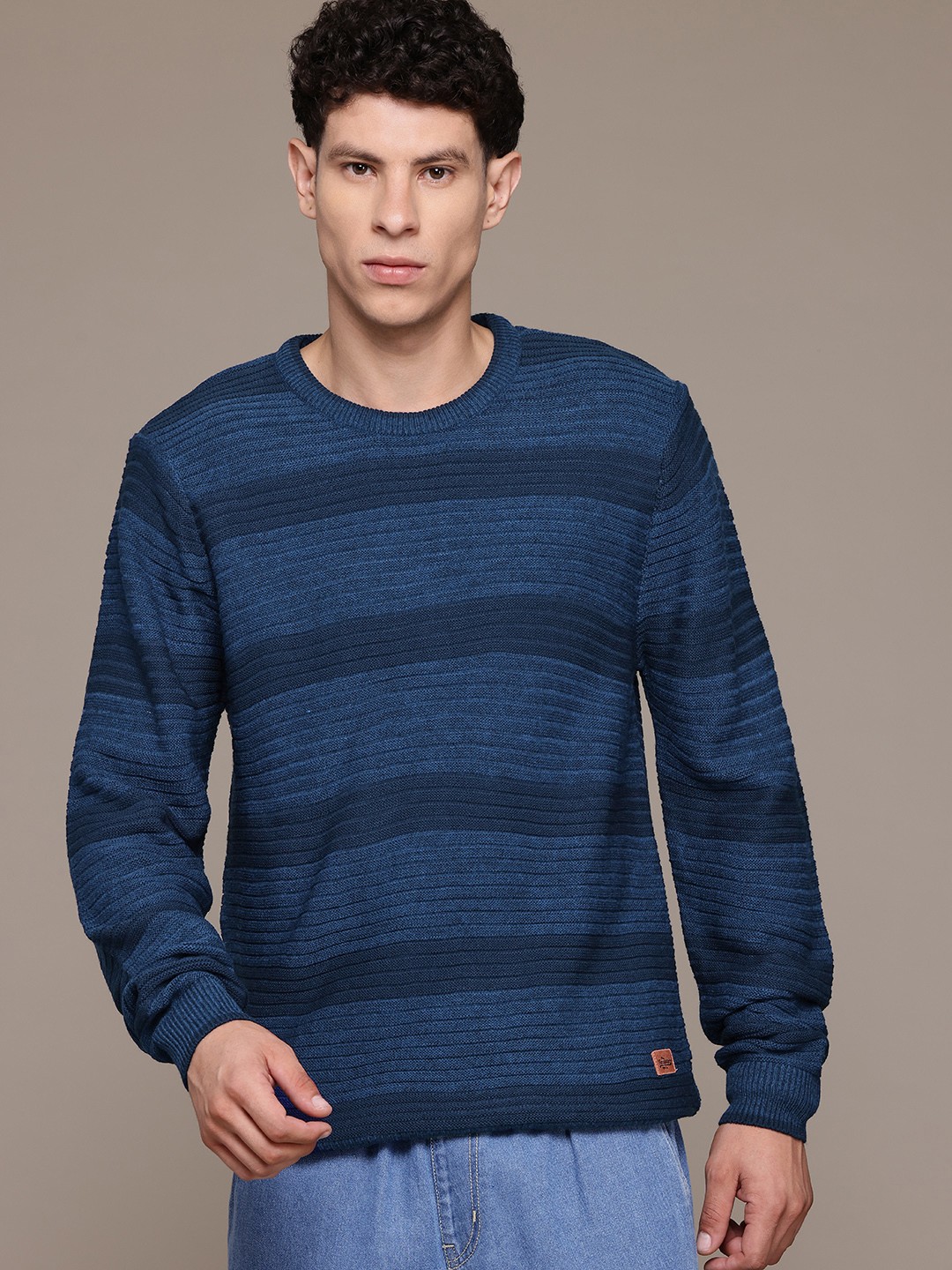 

The Roadster Lifestyle Co. Ribbed Striped Pullover, Navy blue