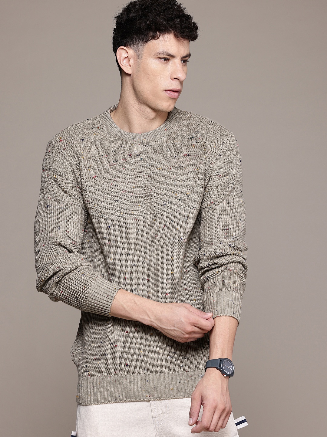 

The Roadster Lifestyle Co. Pure Acrylic Speckled Pullover, Beige