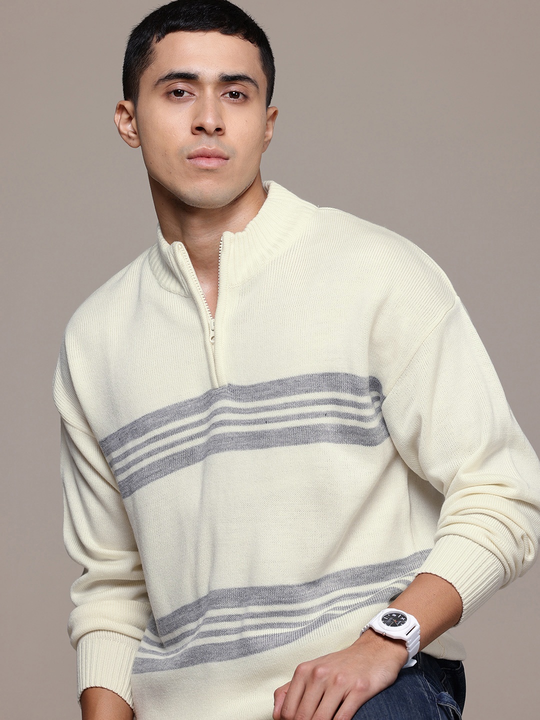 

Roadster Striped Pullover, Cream