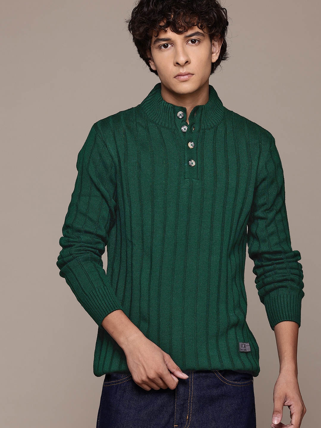 

The Roadster Lifestyle Co. Self-Striped Pullover, Green