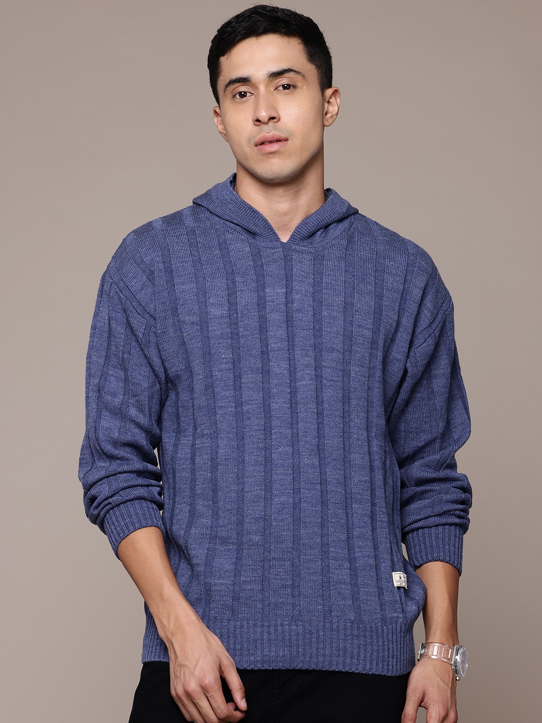 

The Roadster Lifestyle Co. Hooded Ribbed Pullover, Blue