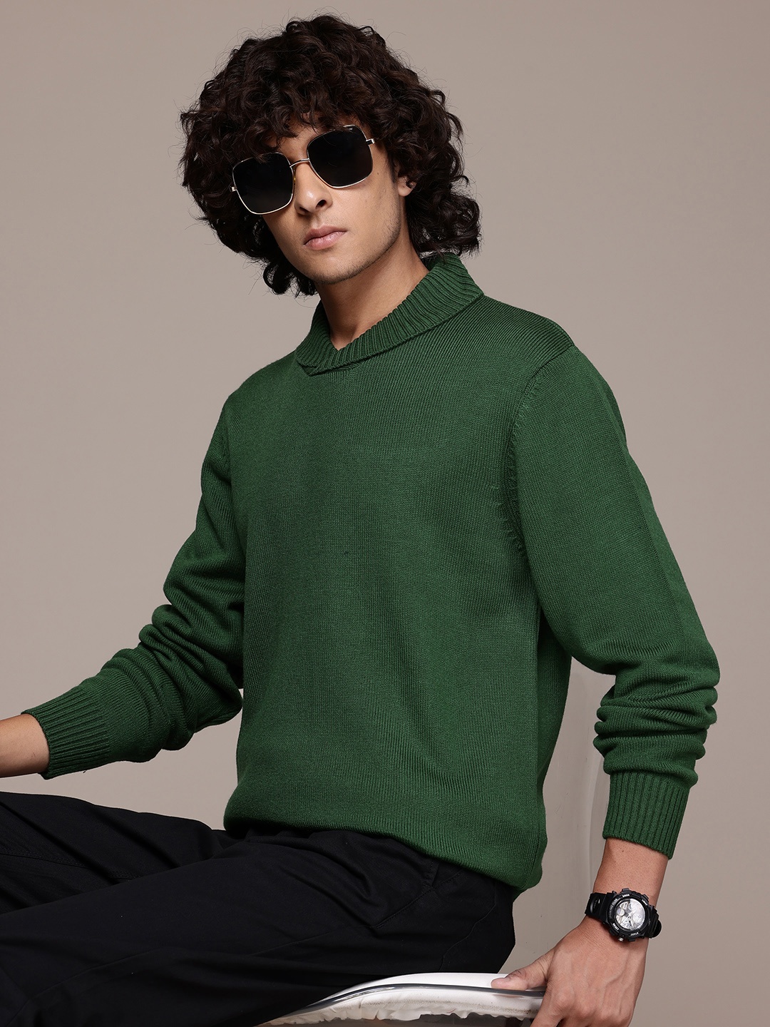

The Roadster Lifestyle Co. Men Acrylic Pullover, Green