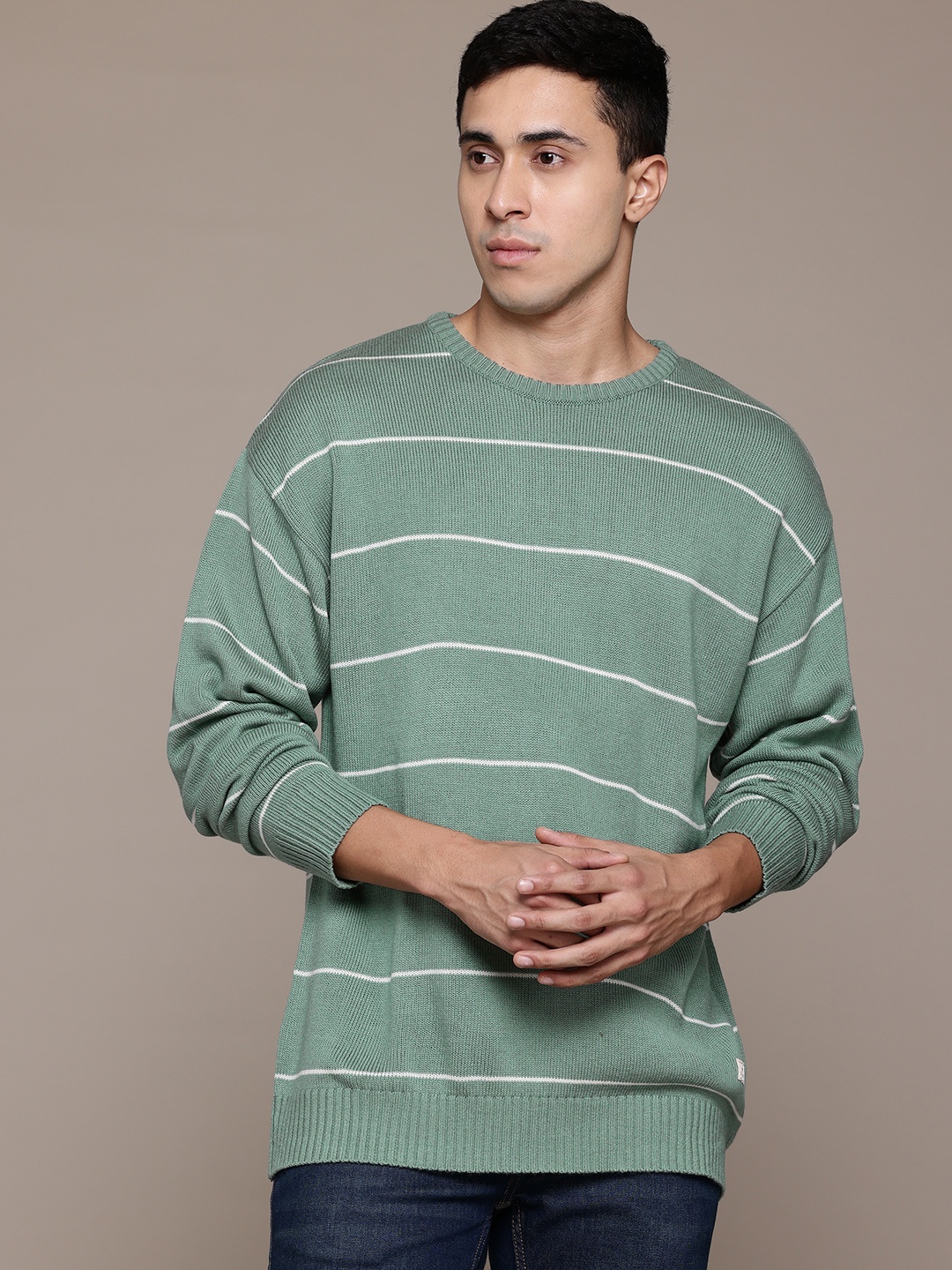 

The Roadster Lifestyle Co. Striped Acrylic Pullover, Green