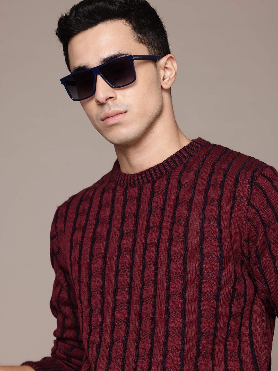 

The Roadster Lifestyle Co. Acrylic Cable Knit Pullover, Red