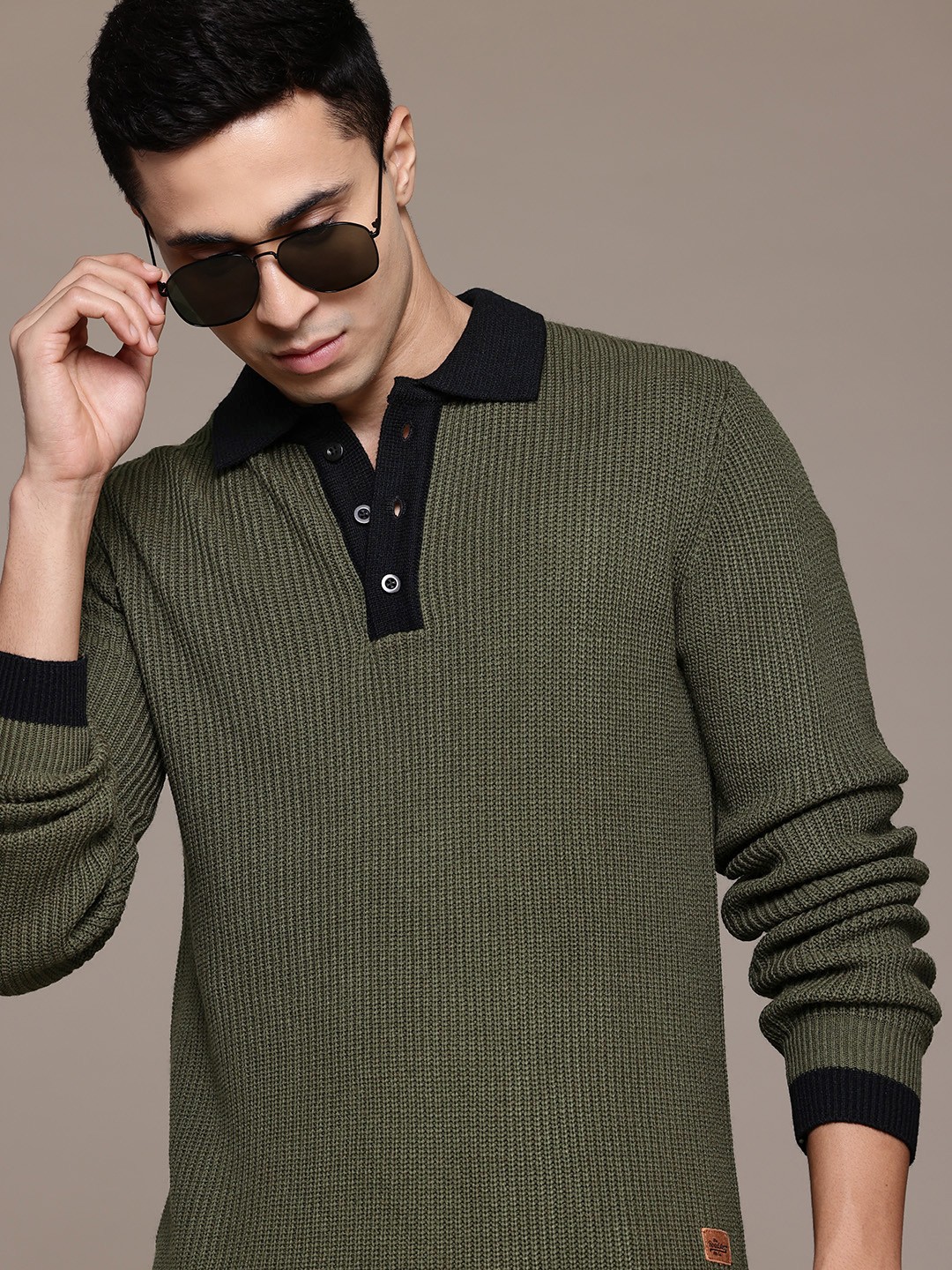 

The Roadster Lifestyle Co. Men Acrylic Pullover, Olive