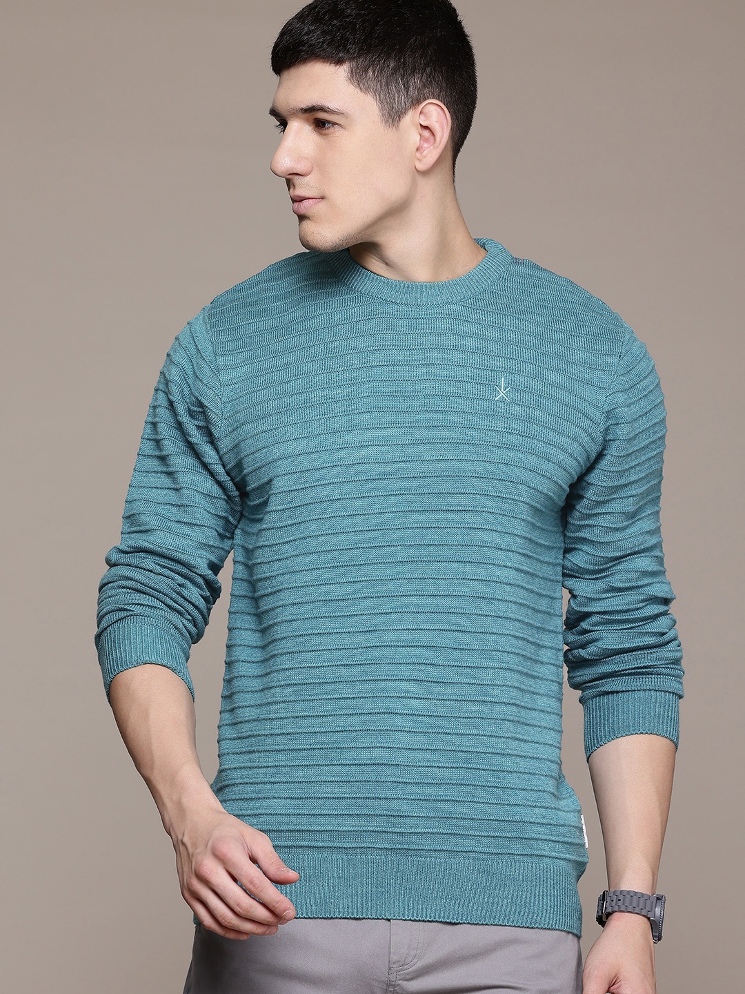 

The Roadster Lifestyle Co. Self-Striped Pullover, Teal