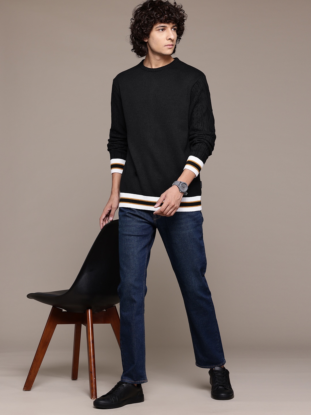 

The Roadster Lifestyle Co. Men Acrylic Pullover, Black