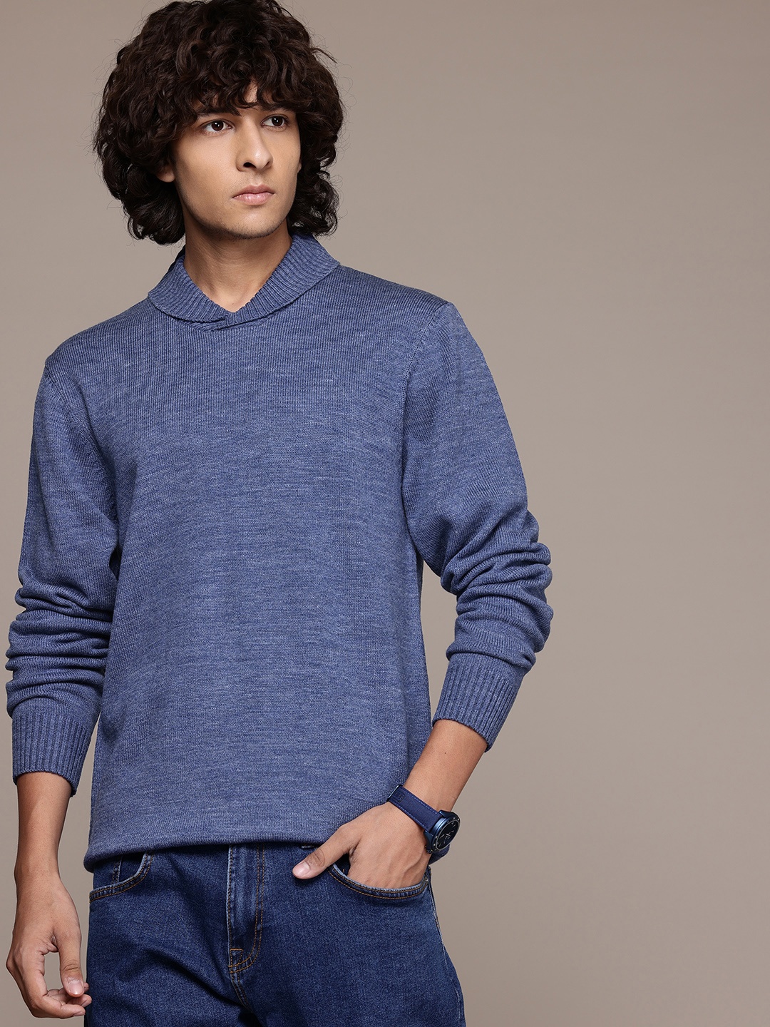 

The Roadster Lifestyle Co. Men Acrylic Pullover, Blue