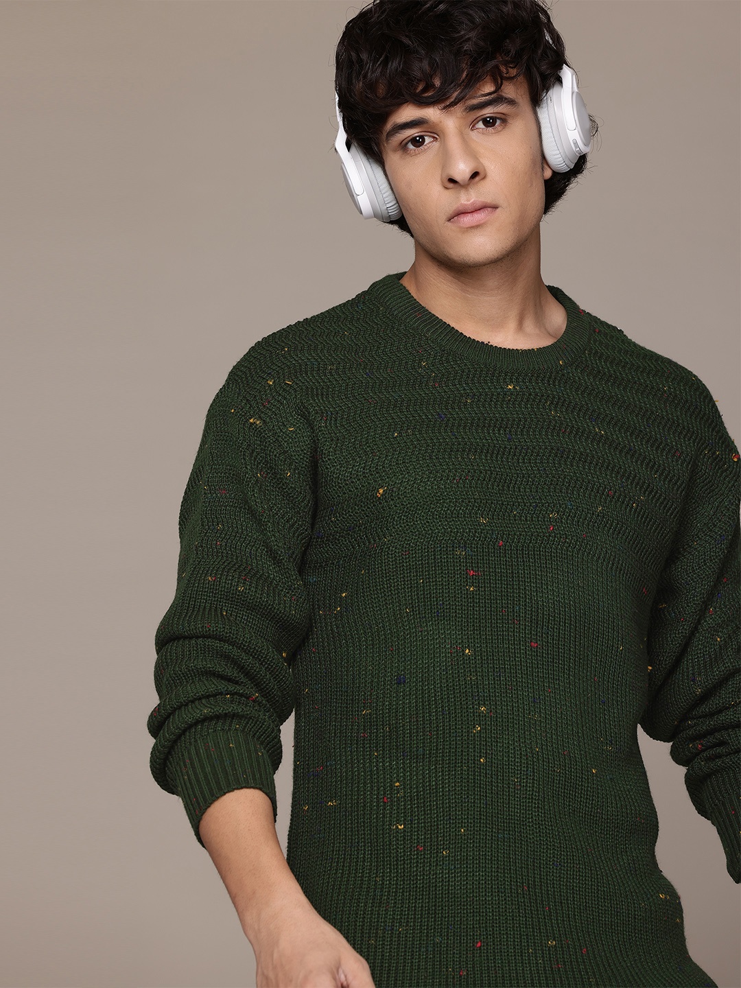 

The Roadster Lifestyle Co. Speckled Ribbed Longline Pullover, Olive