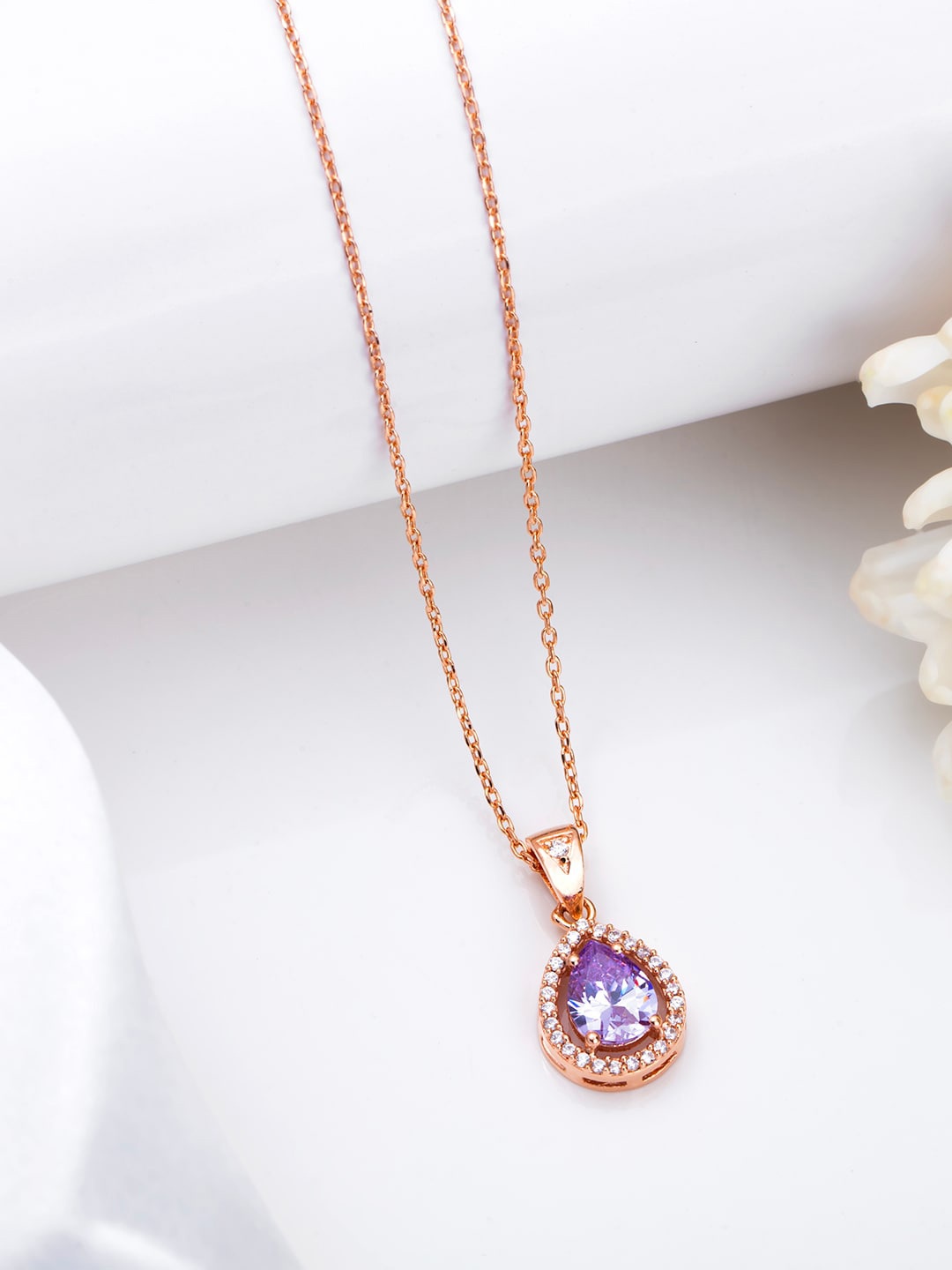 

Zavya Rose Gold-Plated 925 Pure Sterling Silver Pendant With Chain