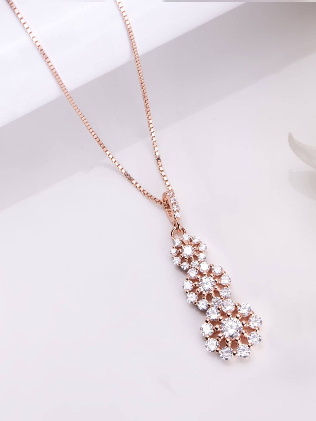 

Zavya Rose Gold-Plated 925 Pure Sterling Silver Cubic Zirconia Pendants with Chains