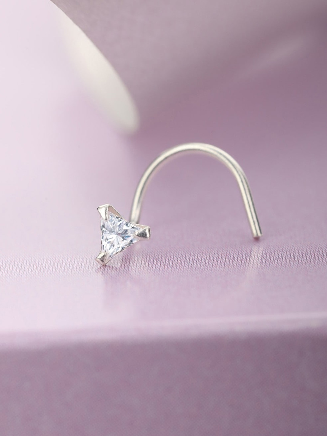

Zavya Rhodium-Plated 925 Pure Sterling Silver Cubic Zirconia Septum Nosepin