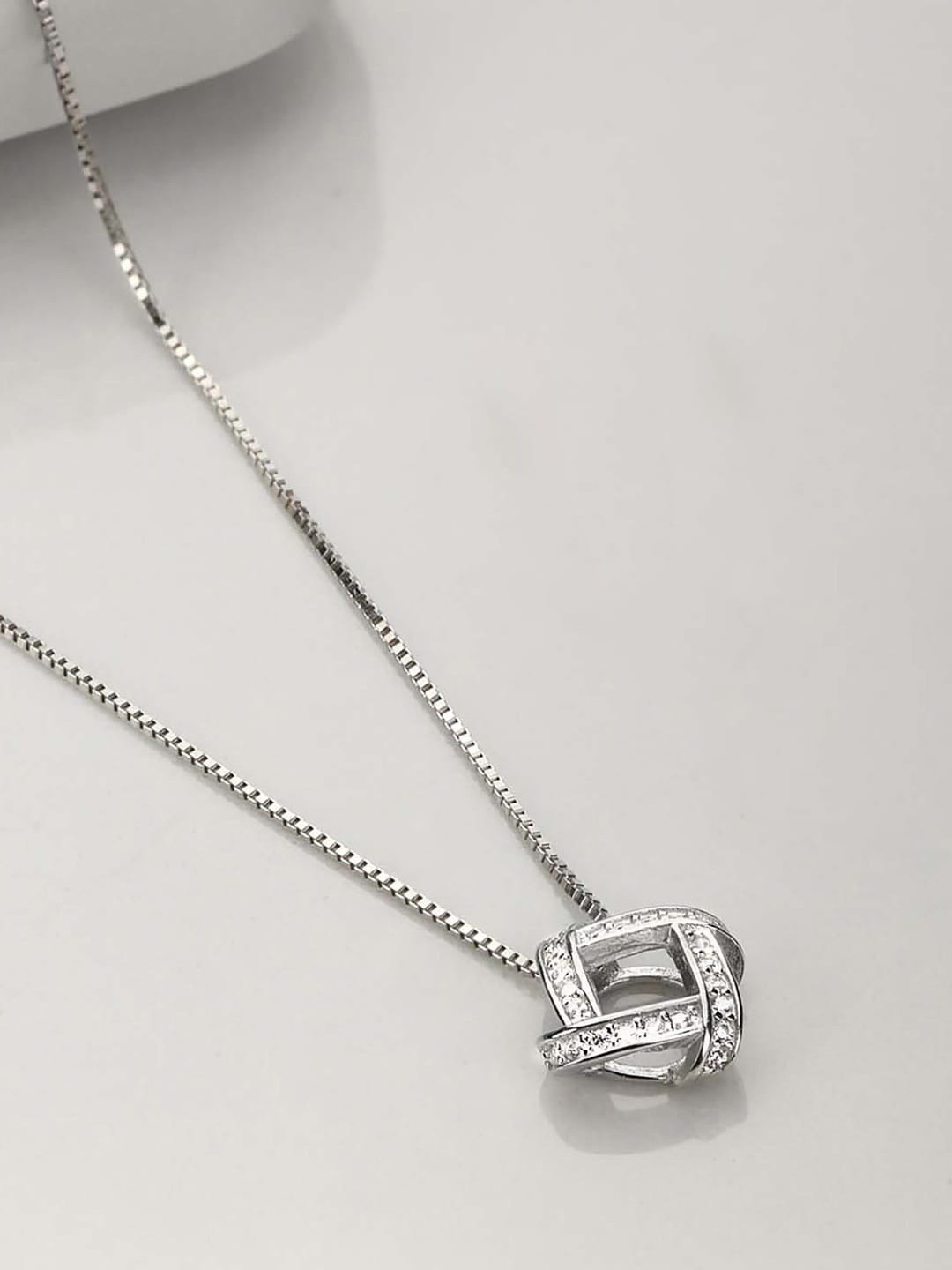 

Zavya Rhodium-Plated 925 Pure Sterling Silver Cubic Zirconia Pendants with Chains
