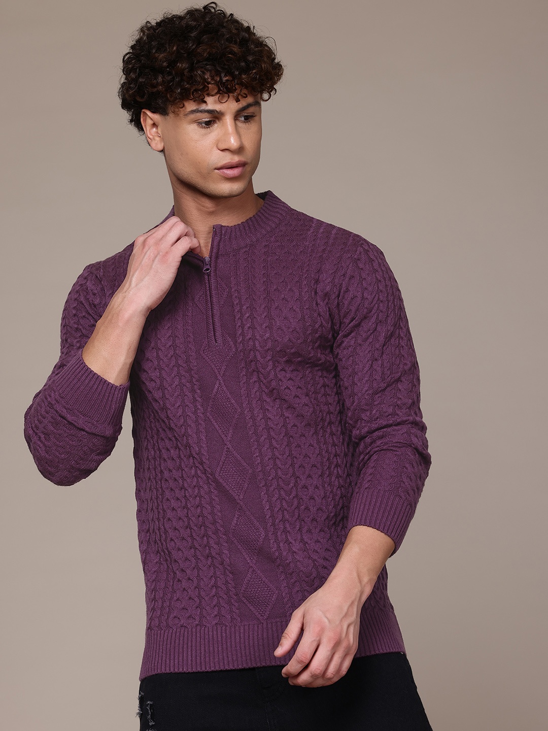 

The Roadster Lifestyle Co. Cable Knit Acrylic Pullover, Purple