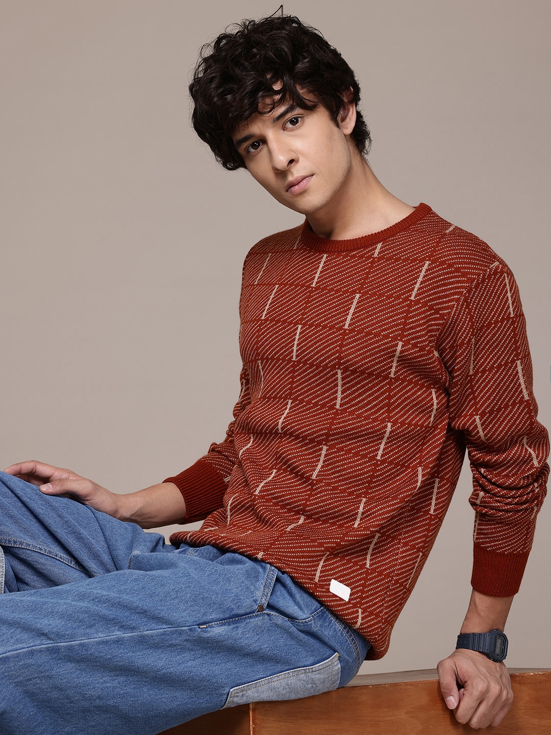 

Roadster The Lifestyle Co. Acrylic Striped Pullover, Rust