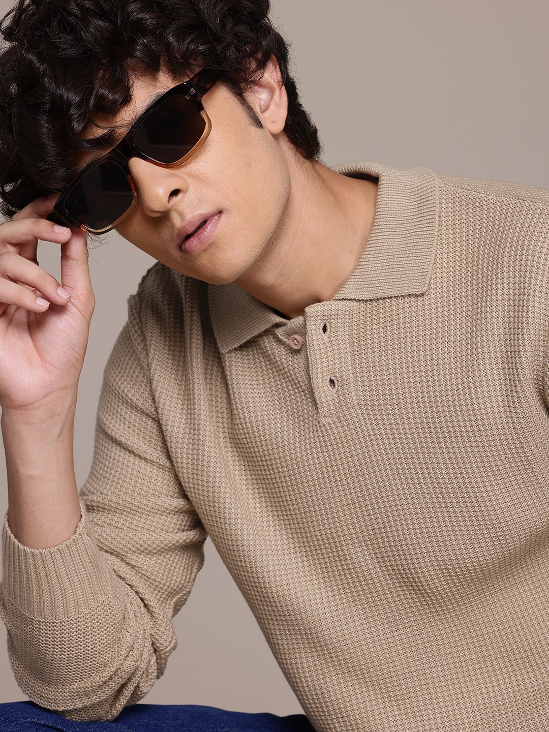 

The Roadster Lifestyle Co. Acrylic Textured Pullover, Beige