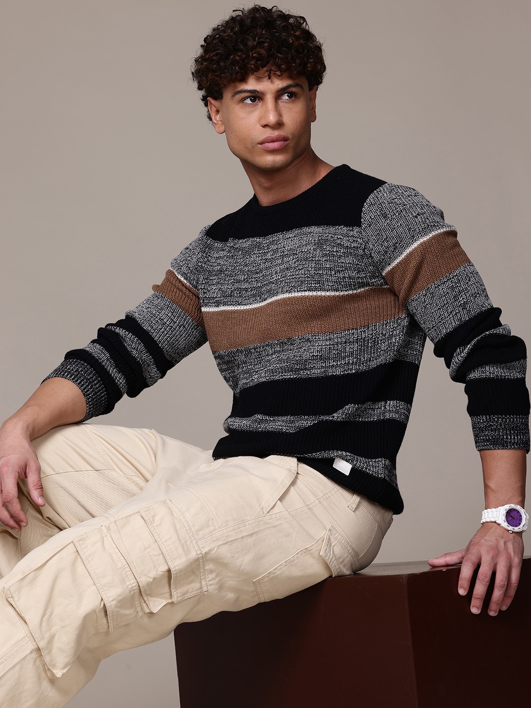 

The Roadster Life Co. Striped Acrylic Pullover, Green