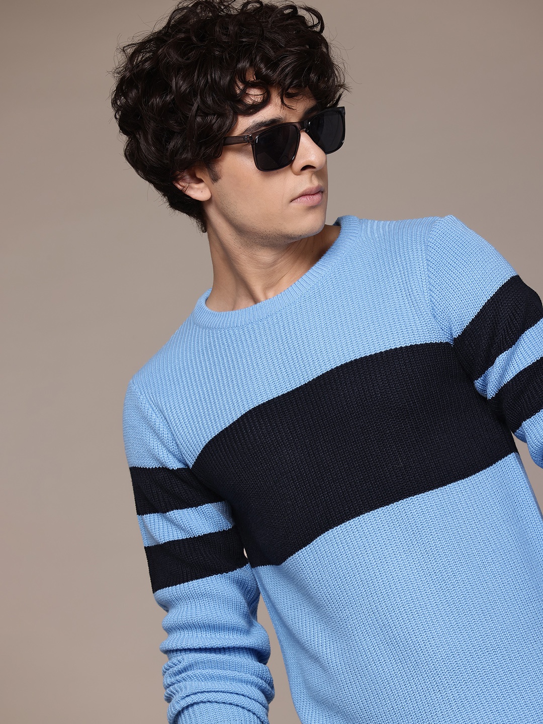 

Roadster The Lifestyle Co. Acrylic Striped Pullover, Blue