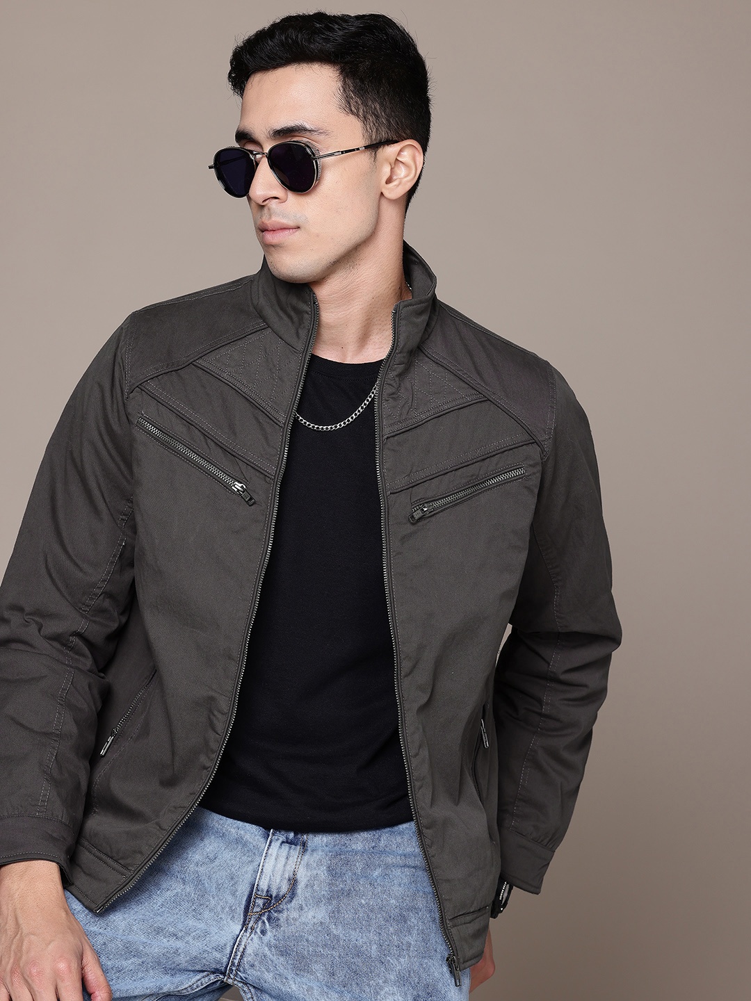 

The Roadster Lifestyle Co. Zip Detail Tailored Jacket, Grey