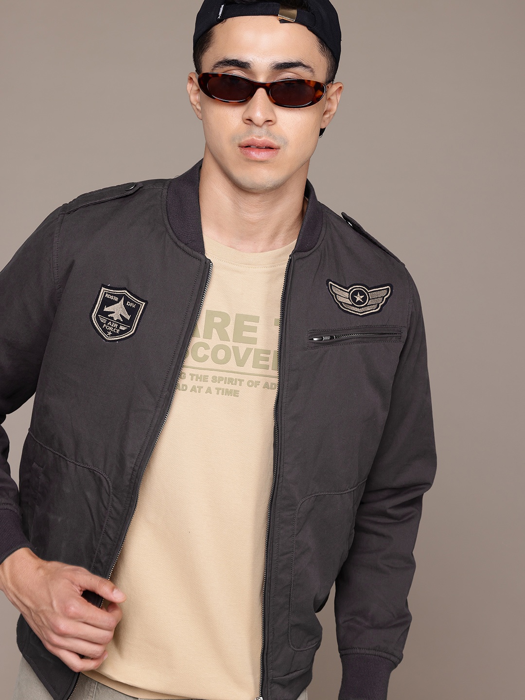 

The Roadster Lifestyle Co. Men Bomber Jacket, Charcoal