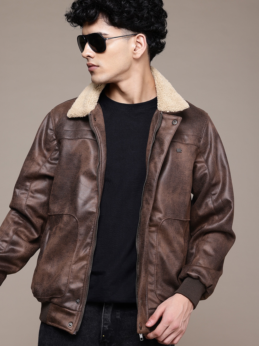 

The Roadster Lifestyle Co. Sherpa-Detail Tailored Jacket, Brown