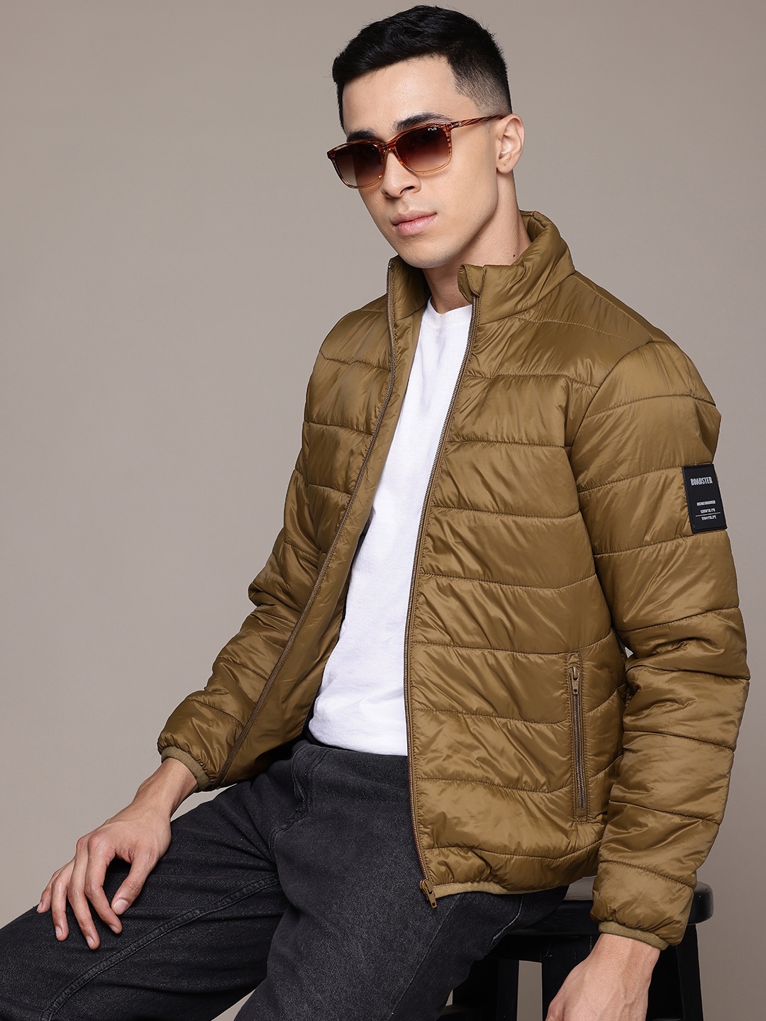 

The Roadster Lifestyle Co. Mock Collar Puffer Jacket, Olive