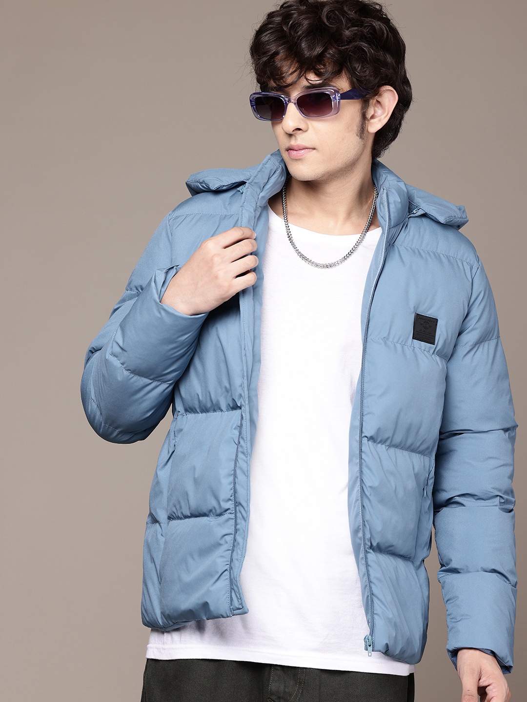 

The Roadster Lifestyle Co. Padded Jacket with Detachable Hood, Blue