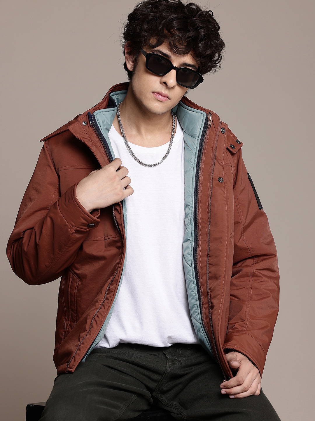 

The Roadster Lifestyle Co. Multi-Functional Padded Jacket with Detachable Hood, Rust