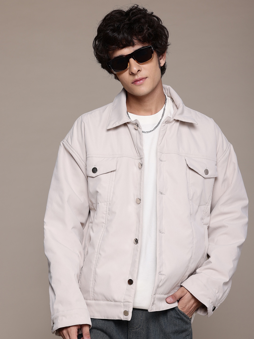 

The Roadster Life Co. Spread Collar Padded Jacket, Beige