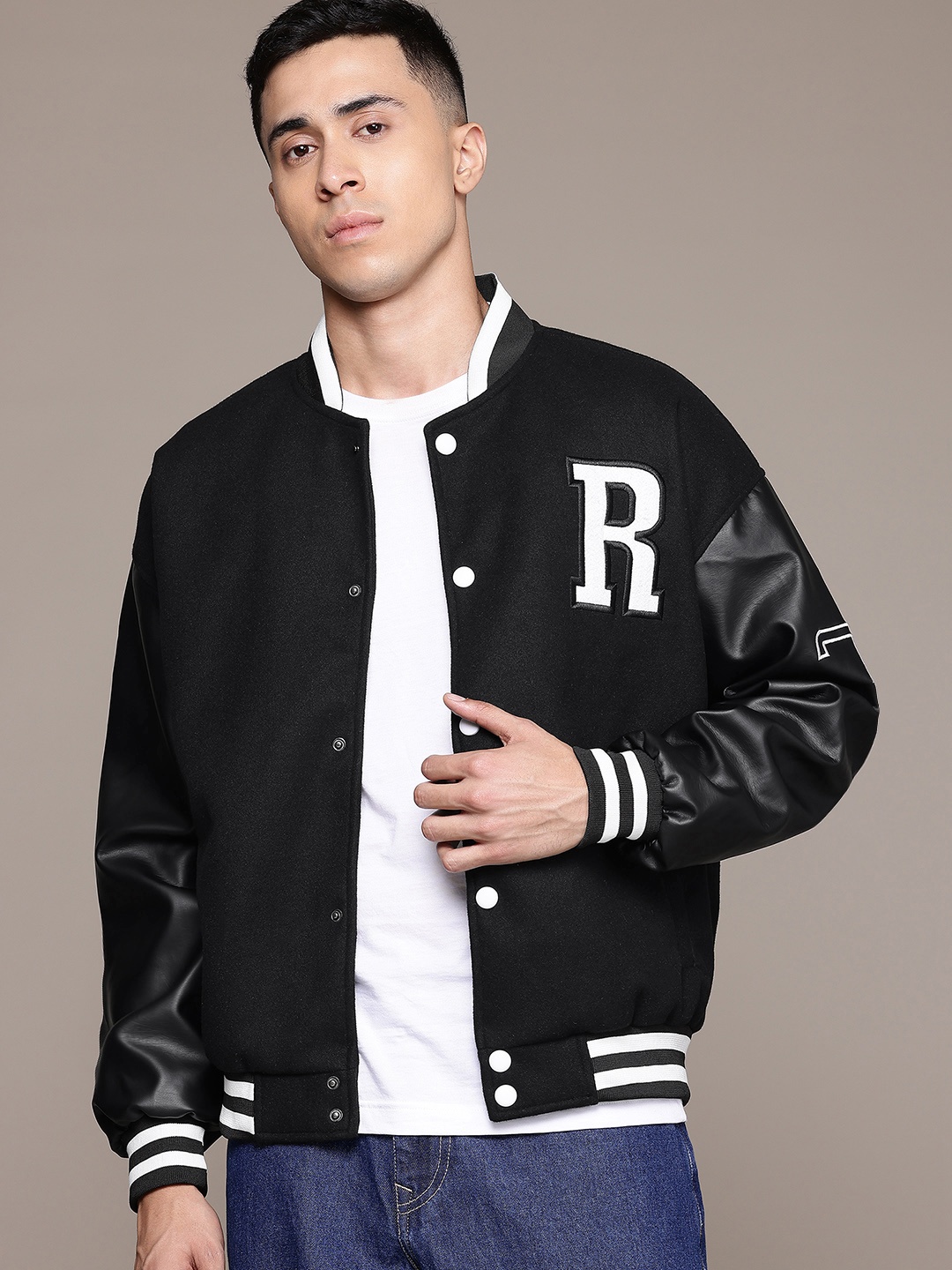 

The Roadster Lifestyle Co. Applique Detail Bomber Jacket, Black