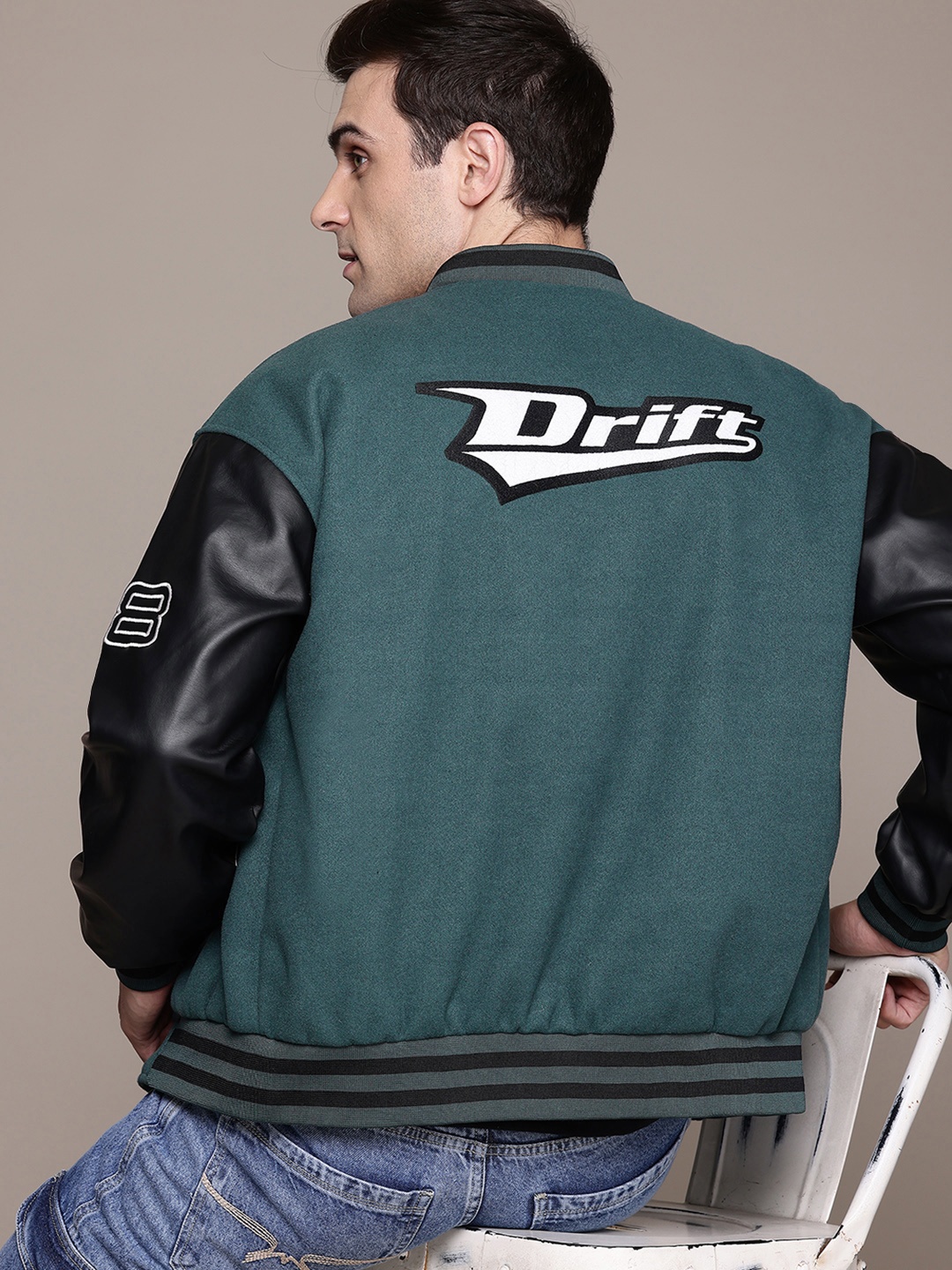 

The Roadster Lifestyle Co. Colourblocked Applique Detail Bomber Jacket, Teal
