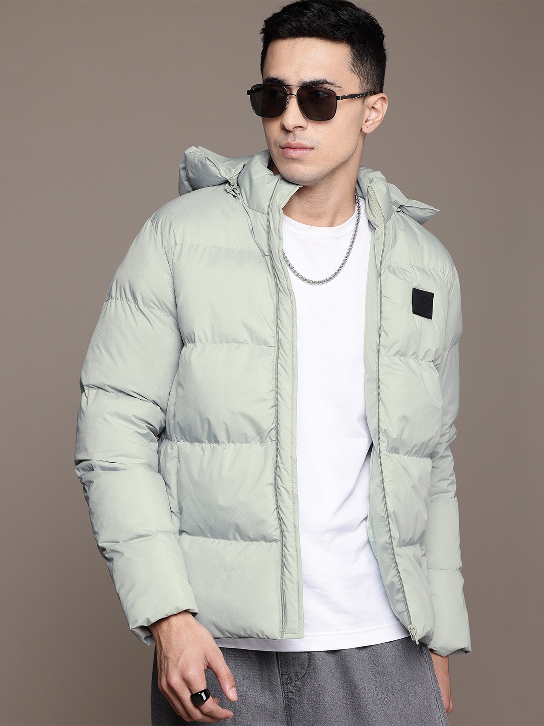 

The Roadster Lifestyle Co. Puffer Jacket with Detachable Hood, Sea green