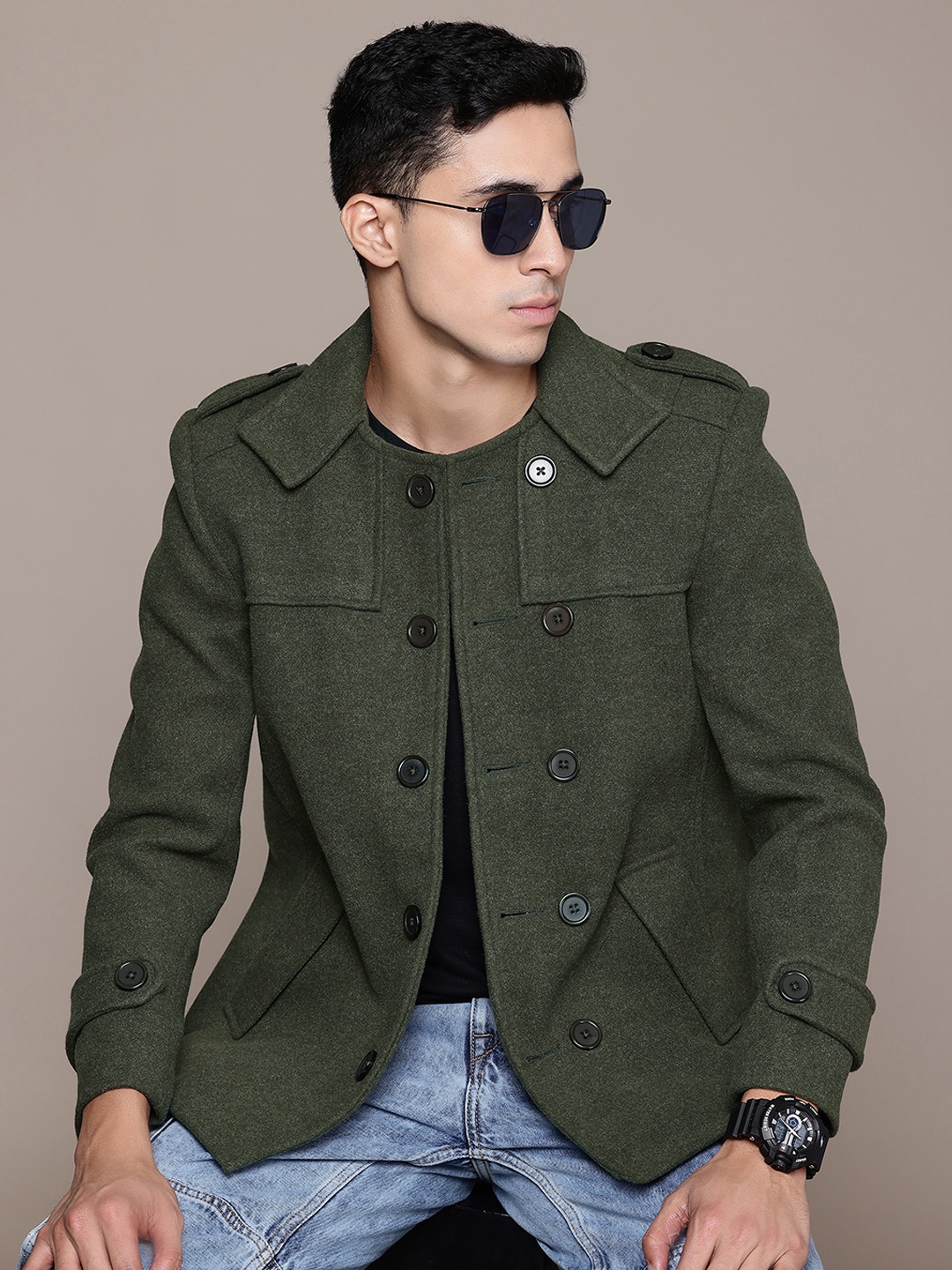 

The Roadster Lifestyle Co. Solid Tailored Jacket, Olive