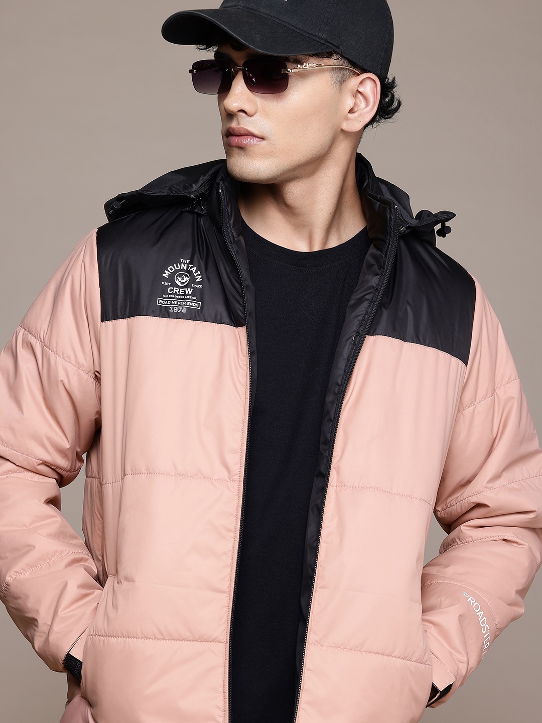 

The Roadster Lifestyle Co. Colourblocked Padded Jacket, Peach