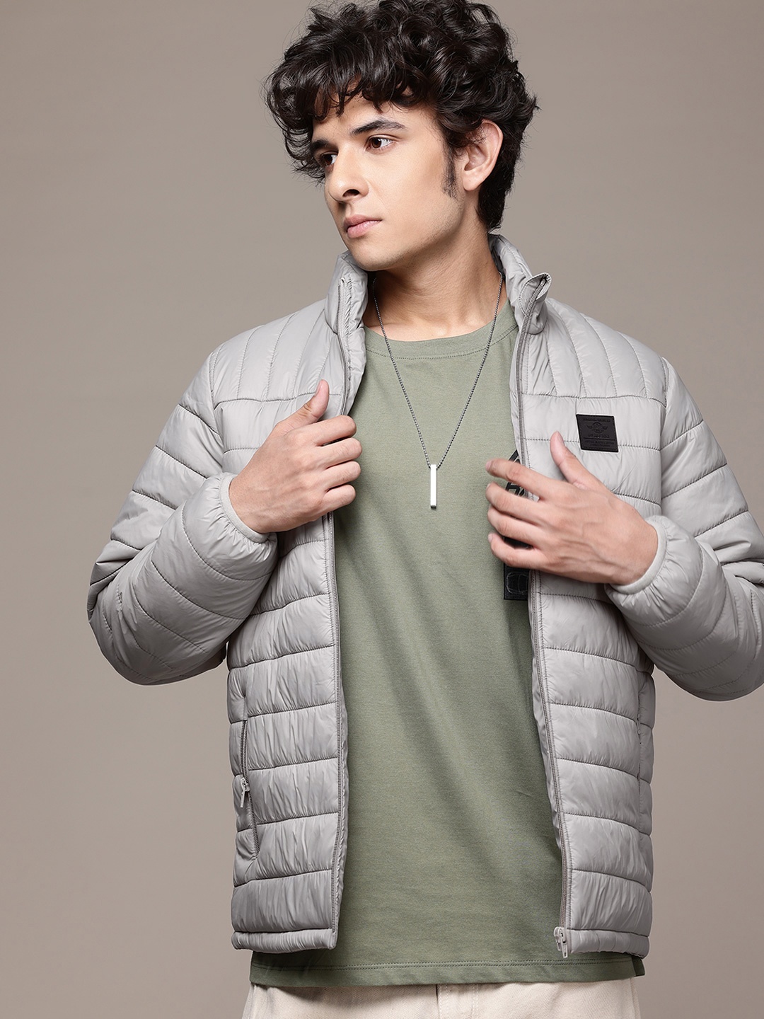 

The Roadster Life Co. Mock Collar Padded Jacket, Grey