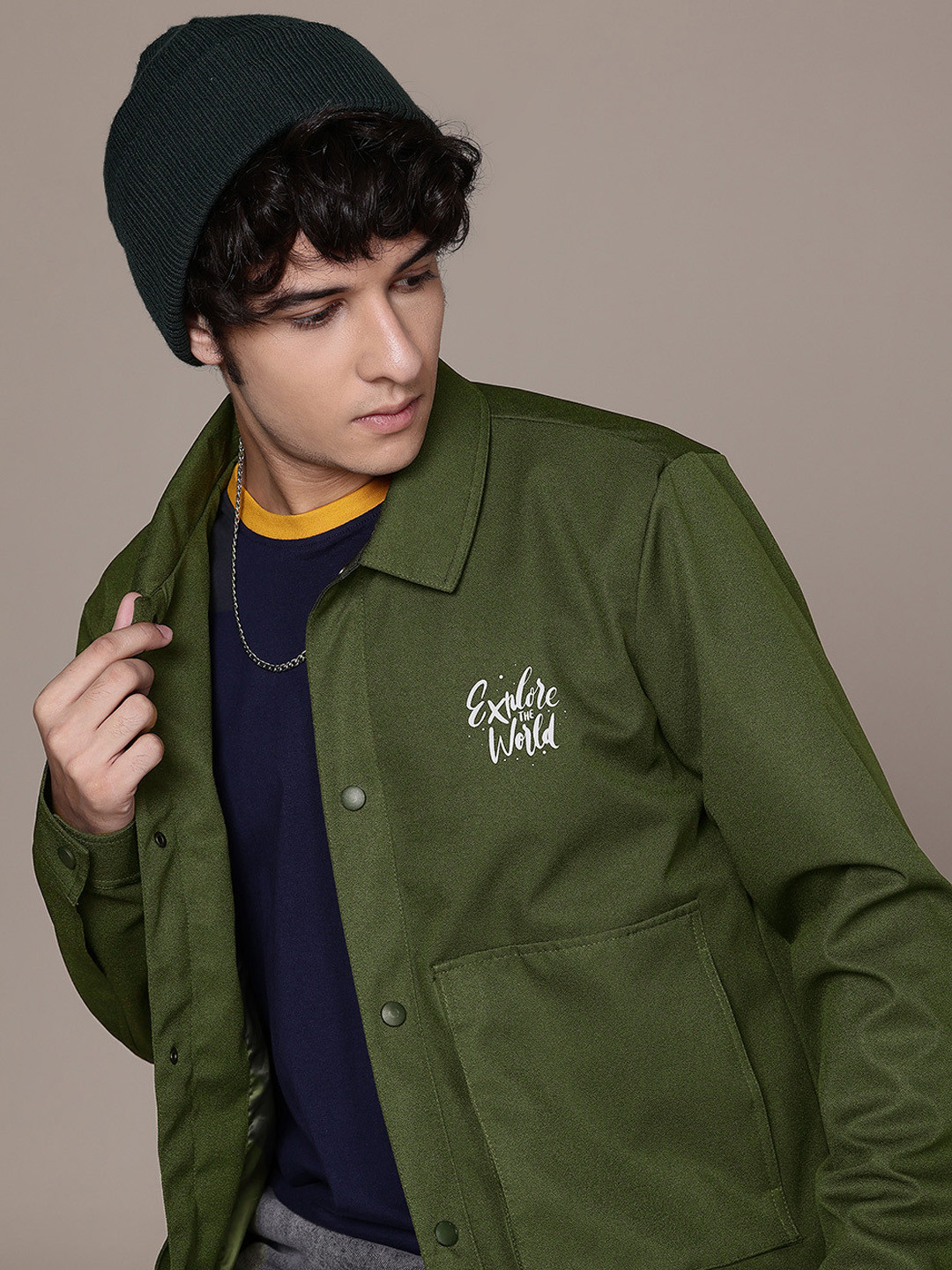 

The Roadster Lifestyle Co. Printed Detail Tailored Jacket, Olive