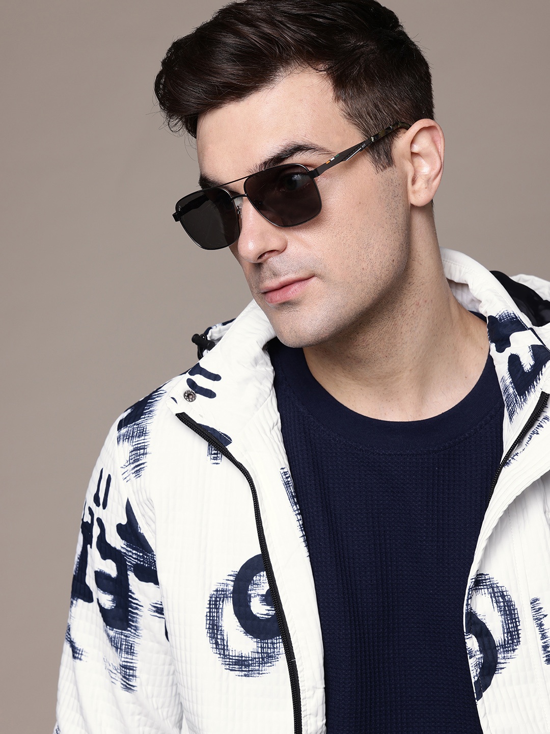 

The Roadster Lifestyle Co. Typography Printed Hooded Padded Jacket, White