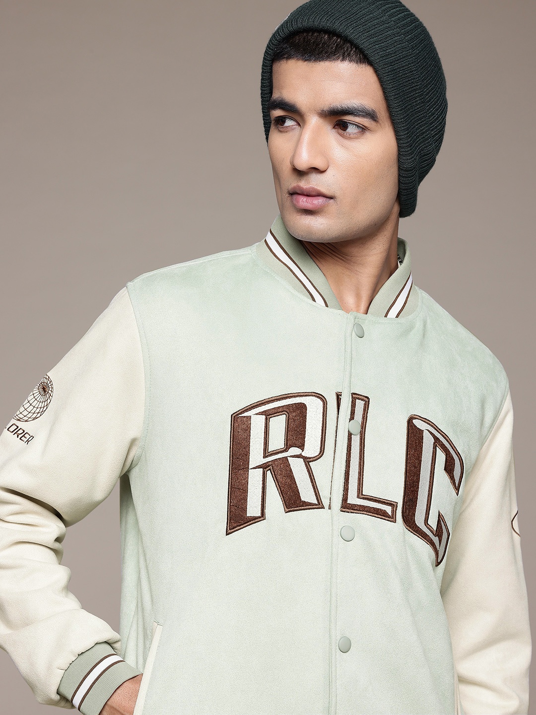 

The Roadster Lifestyle Co. Embroidered Varsity Jacket, Green