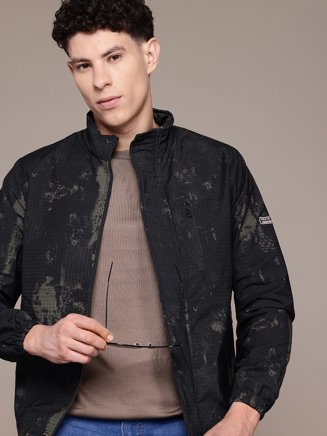 

The Roadster Lifestyle Co. Abstract Printed Tailored Jacket, Black