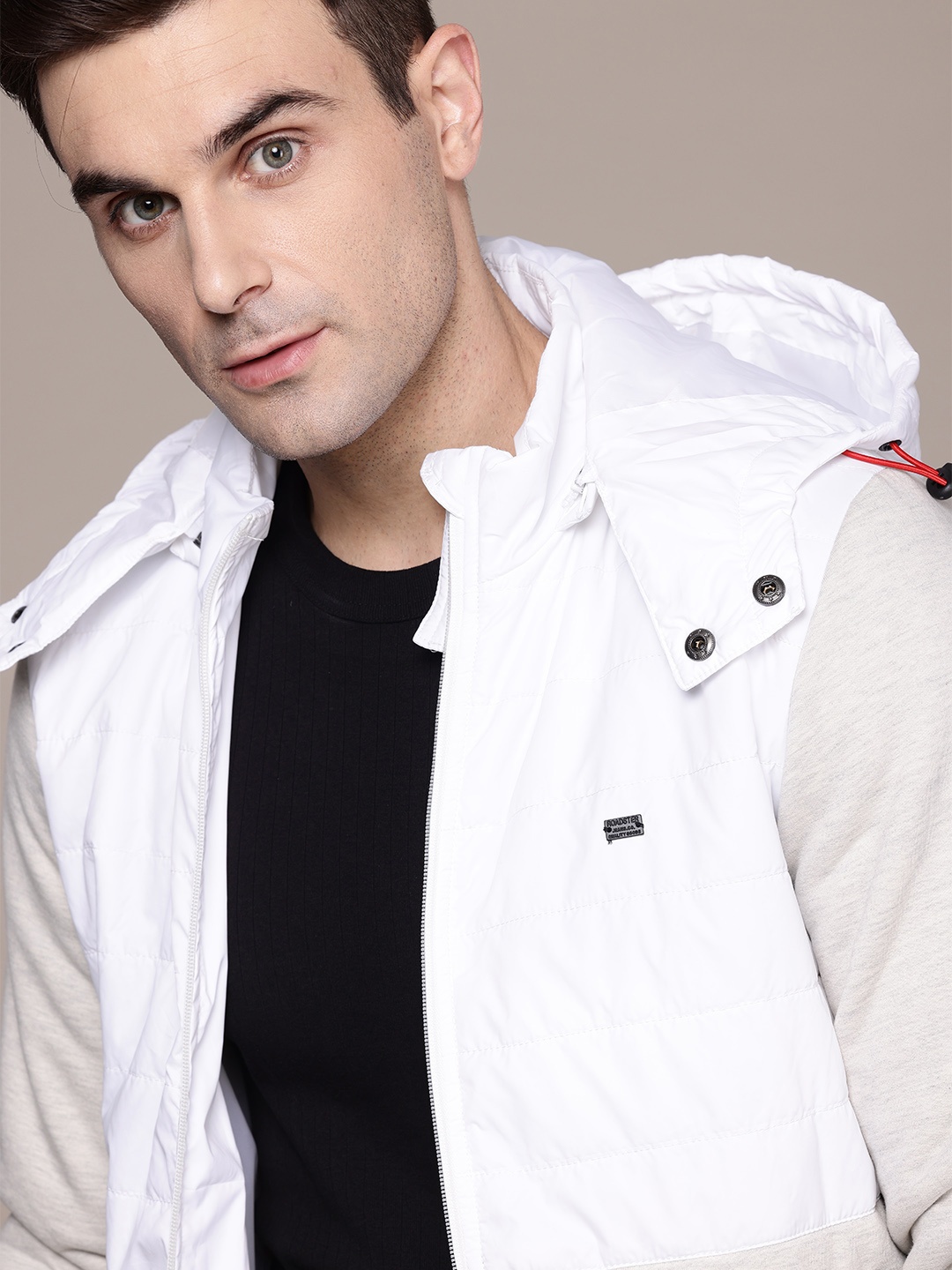

The Roadster Life Co. Detachable Hood Clourblocked Padded Jacket, White