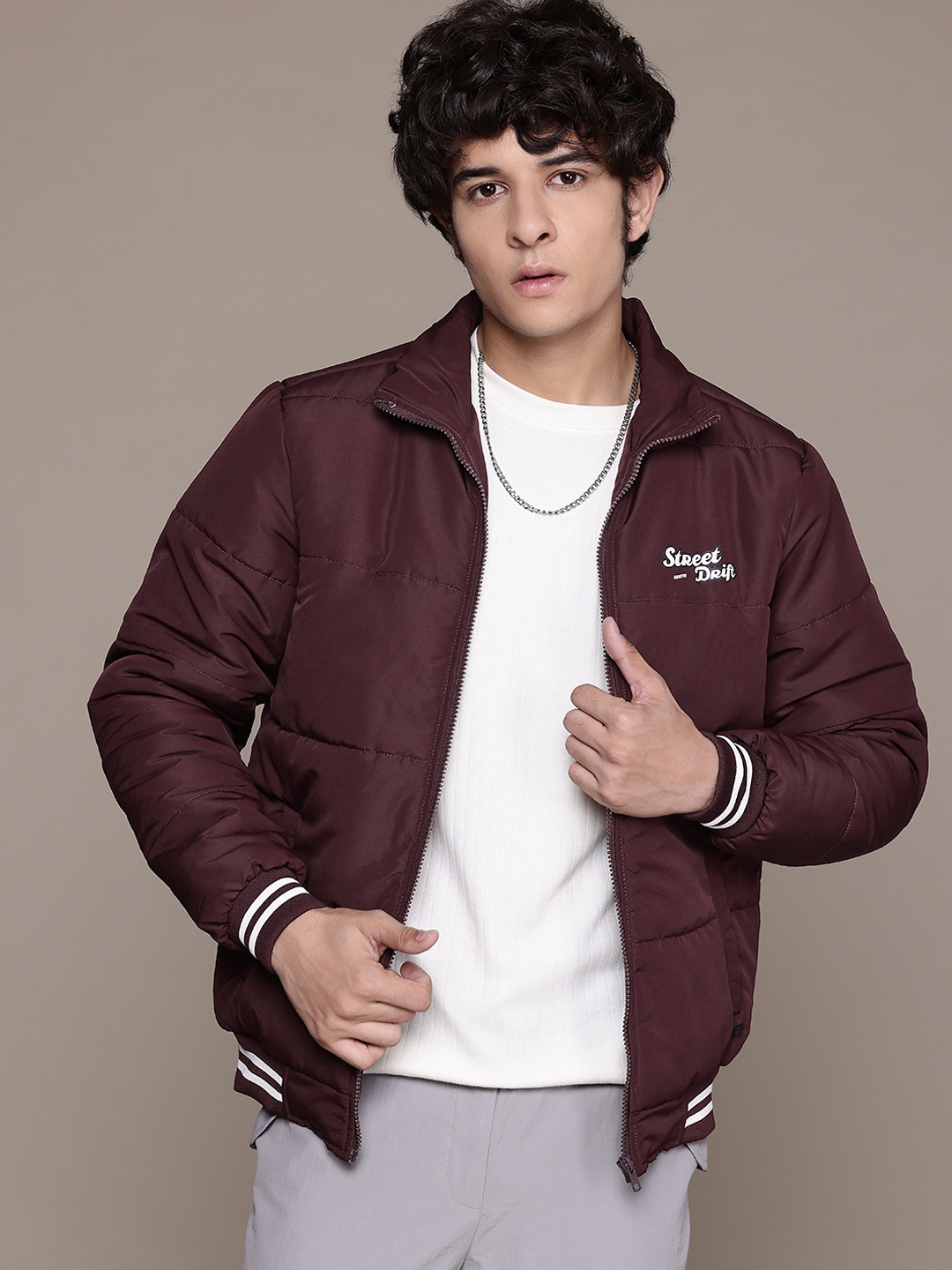 

The Roadster Lifestyle Co. Padded Bomber Jacket, Burgundy