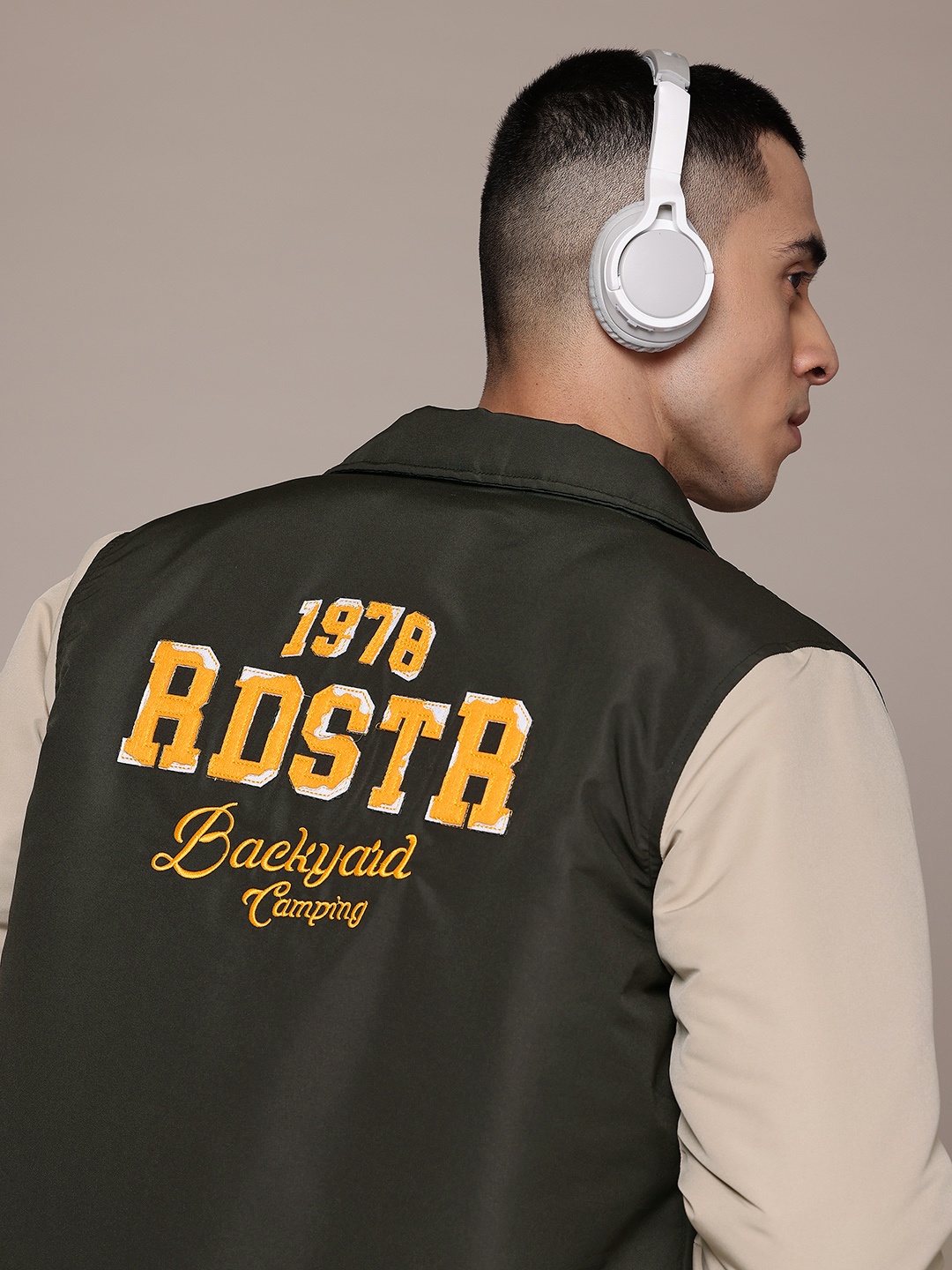 

The Roadster Lifestyle Co. Men Typography Bomber Jacket, Olive