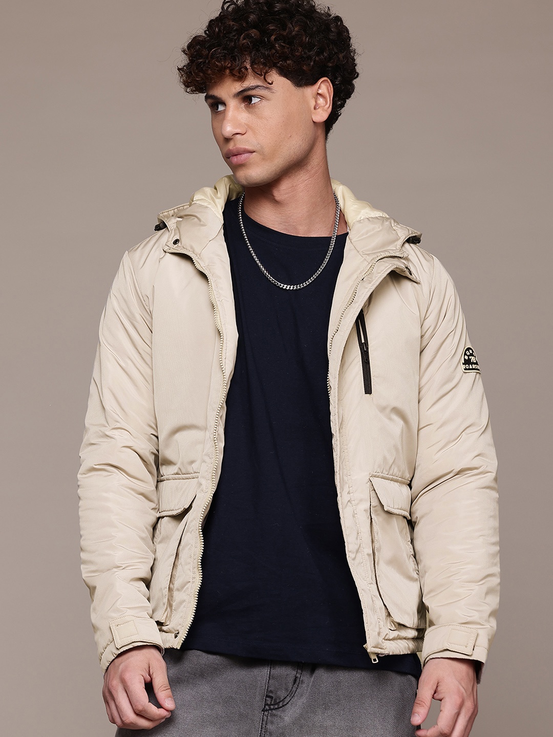 

The Roadster Lifestyle Co. Padded Hooded Jacket, Beige