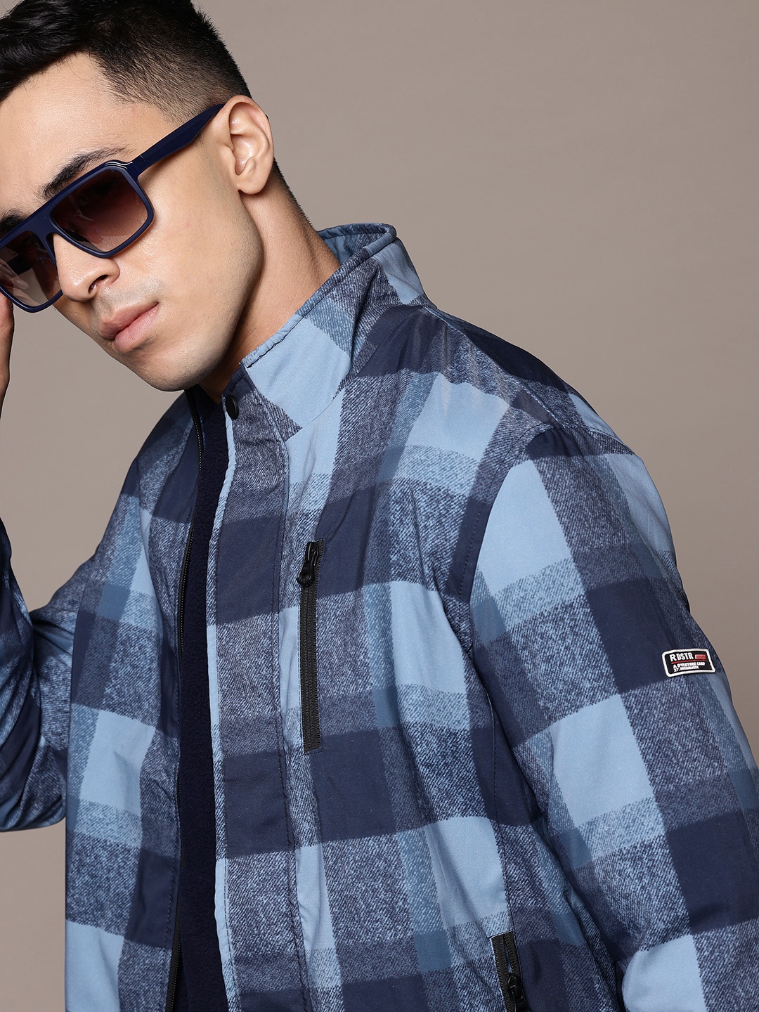 

The Roadster Lifestyle Co. Checked Sporty Jacket, Navy blue