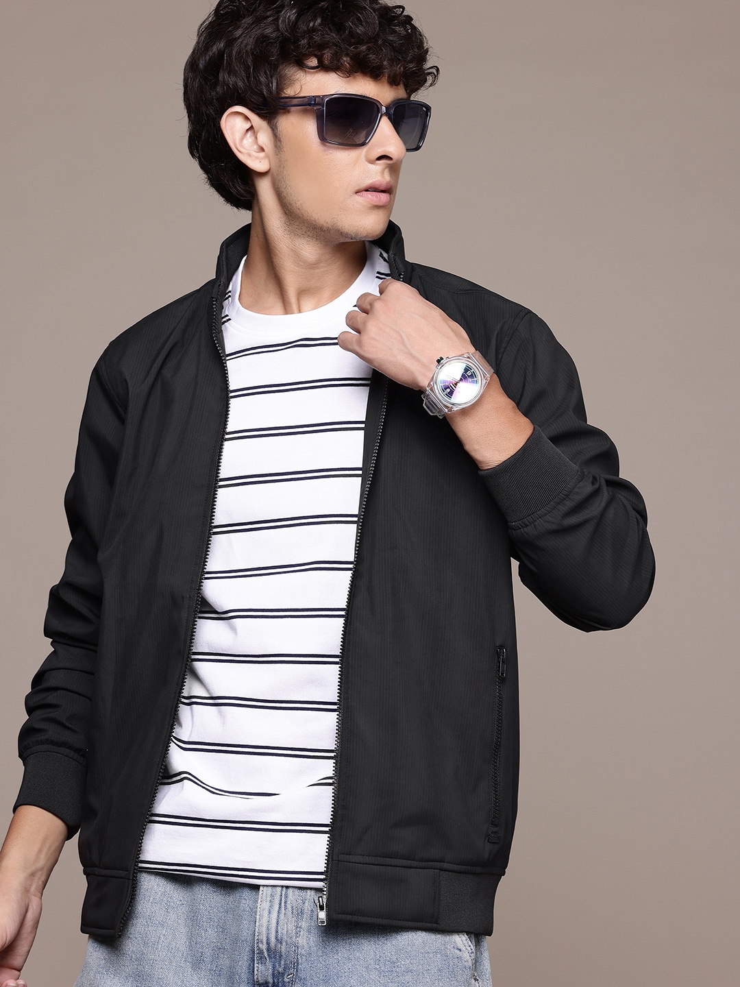 

The Roadster Lifestyle Co. Men Bomber Jacket, Black