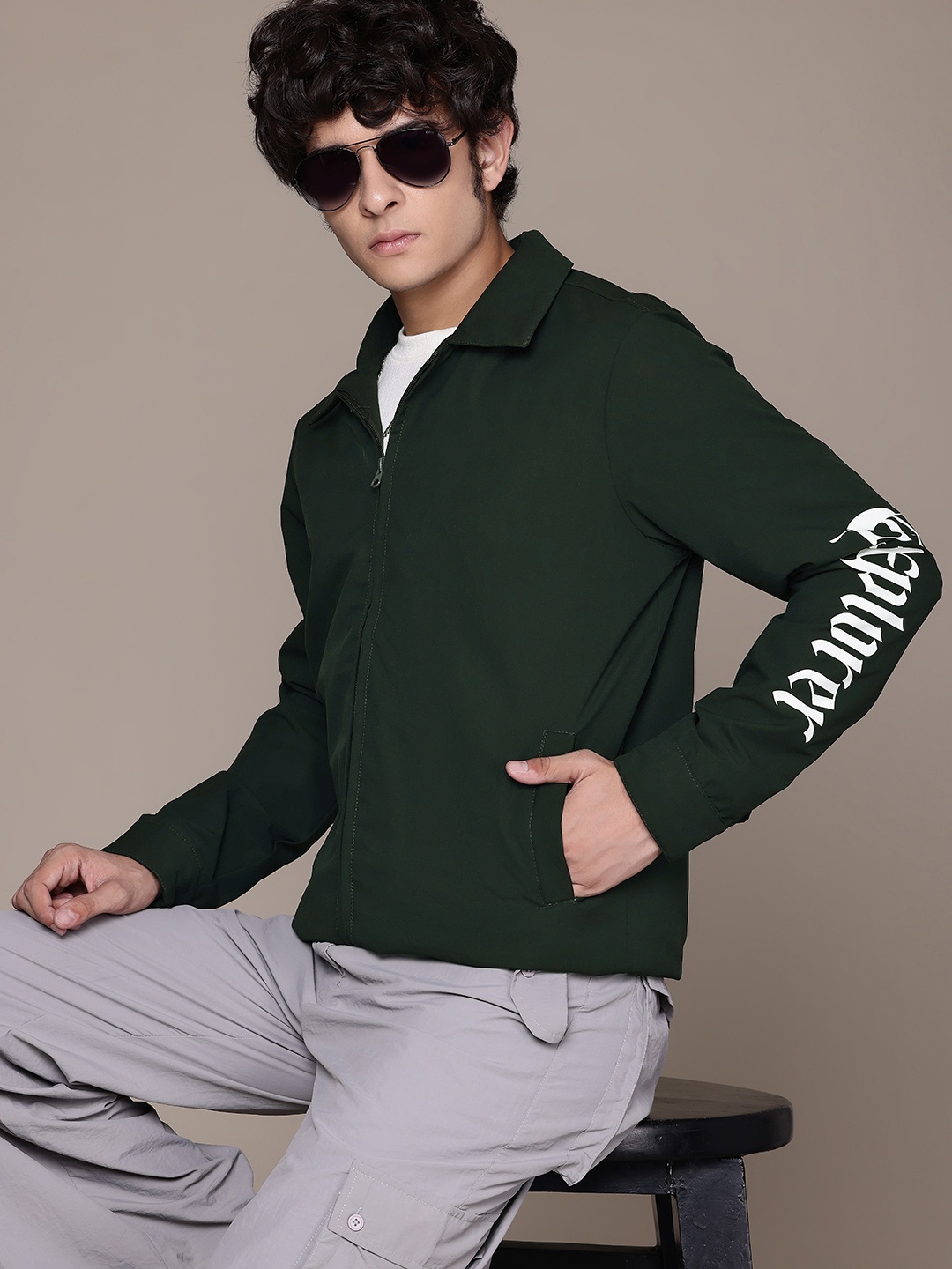 

The Roadster Lifestyle Co. Spread Collar Casual Tailored Jacket, Green