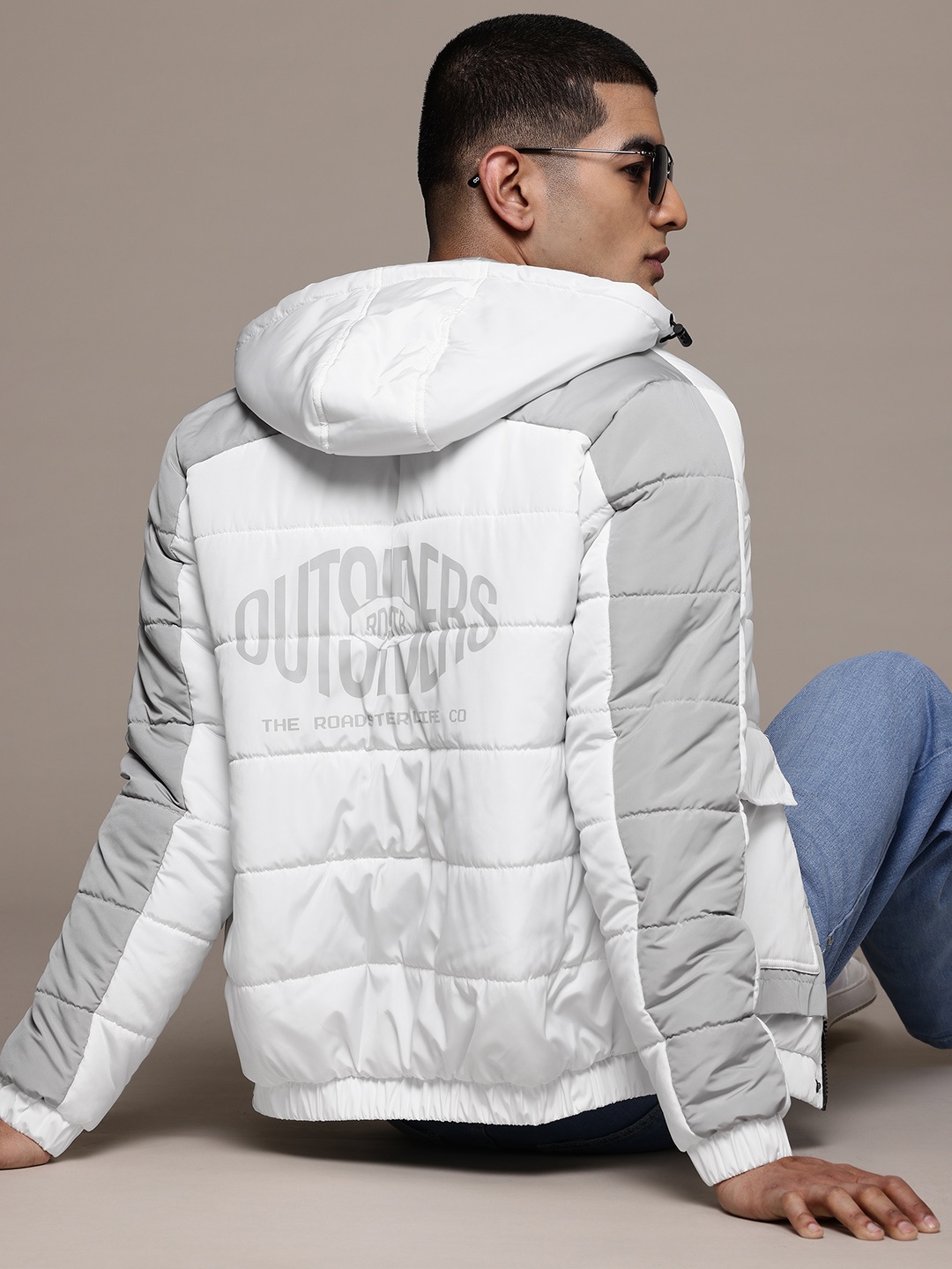 

The Roadster Lifestyle Co. Printed Hooded Padded Jacket, White