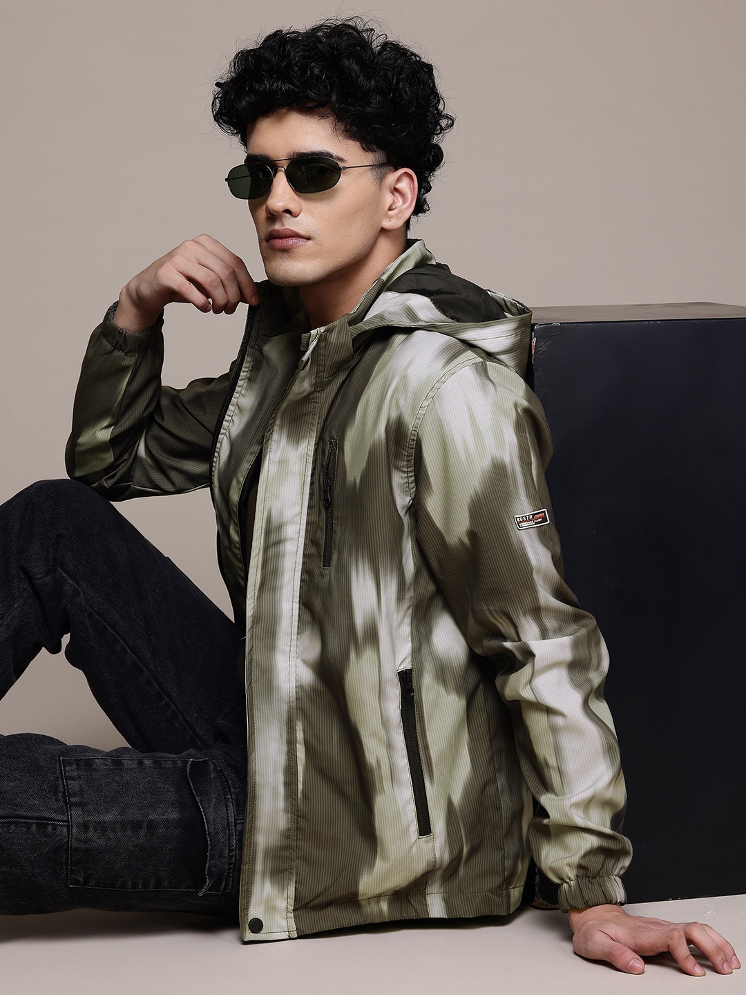 

The Roadster Lifestyle Co. Abstract Printed Tailored Jacket, Olive