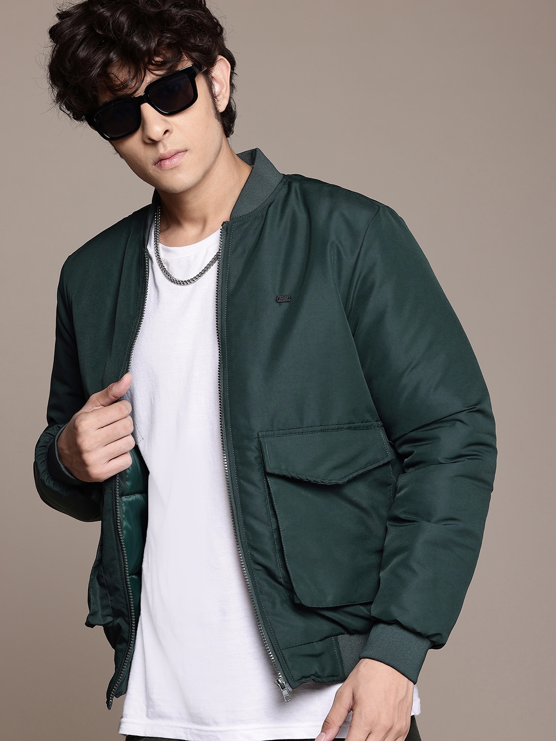 

The Roadster Lifestyle Co. Oversized Pockets Bomber Jacket, Green