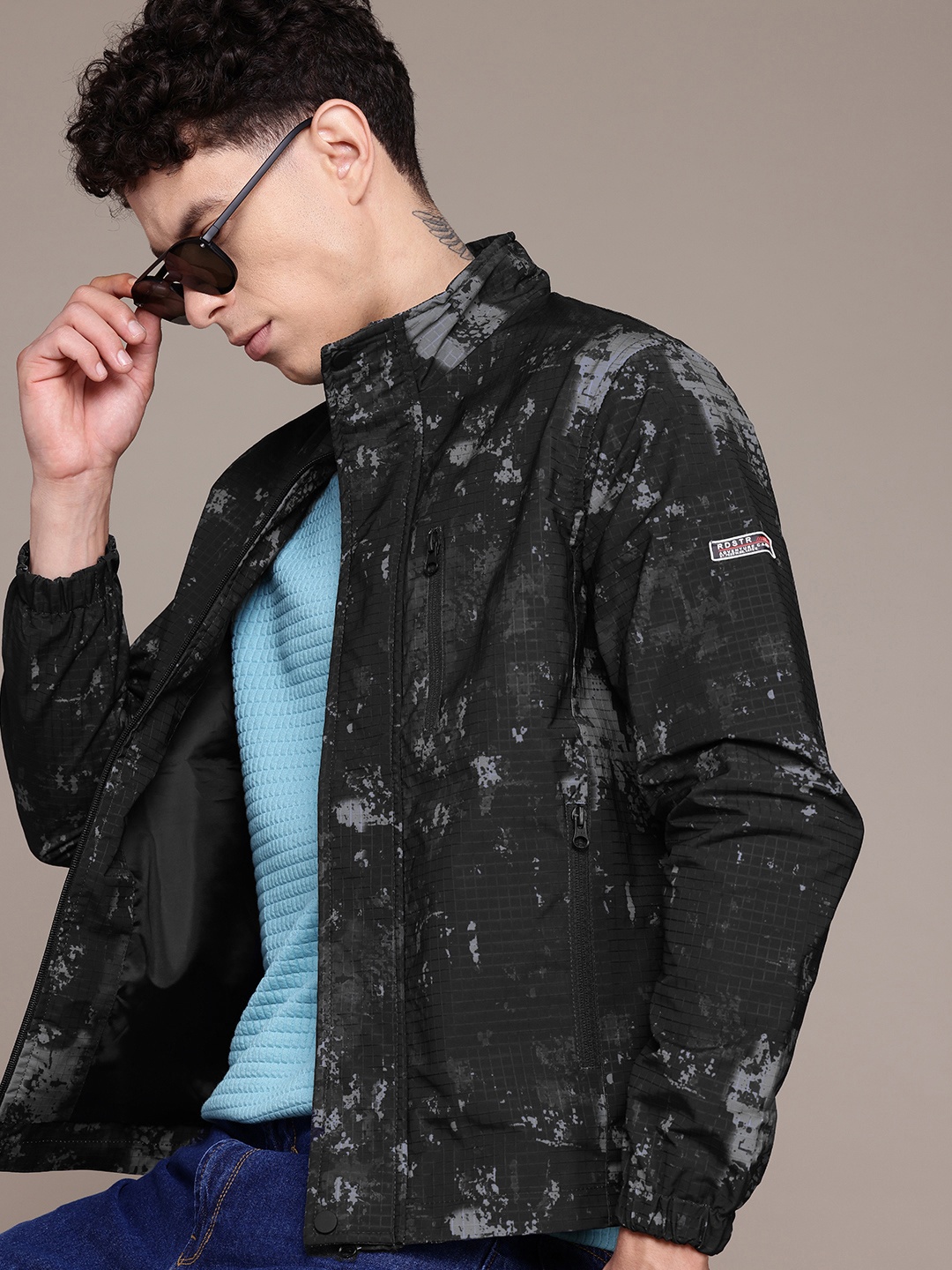 

The Roadster Lifestyle Co. Abstract Printed Tailored Jacket, Black